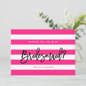 Invitation Chic Rose White Stripes Serez-Vous Ma Femme D'Accu (Debout devant)