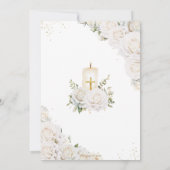 Invitation Chic Roses Blanches Baptême Floral Chandelier (Dos)