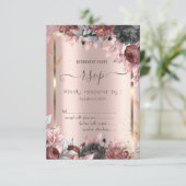 Invitation Chic Roses Cadre Doré 16 RSVP (Debout devant)