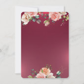 Invitation Chic Roses de la Couronne Bourgogne Quinceañera (Dos)