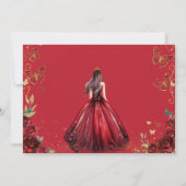 Invitation Chic Roses Rouges Florales Princesse Quinceañera P (Dos)