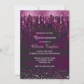 Invitation Chic rouge gouttes parties scintillant ballons Qui (Dos)