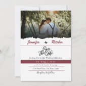 Invitation Chic Rouge Rubis enregistrez la date, placez votre (Devant)