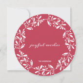 Invitation Chic Rouge & Vert Aquarelle Holly Noël Wreath (Dos)