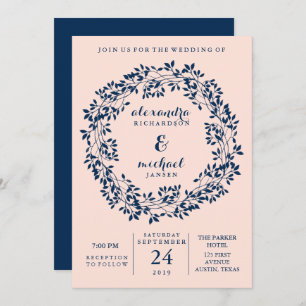 Invitation Chic rougissent et le mariage botanique de