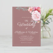 Invitation Chic roux rose menthe mariage floral (Debout devant)