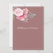 Invitation Chic roux rose menthe mariage floral (Dos)