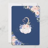 Invitation Chic Royal Blue Blush Floral Citrouille Baby showe (Dos)