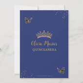 Invitation Chic Royal Blue Floral Papillons Quinceañera (Dos)