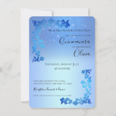 Invitation Chic Royal Blue Parties scintillant Floral Photo Q (Dos)