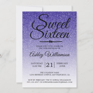 Invitation Chic Royal Blue Parties scintillant Ombre Sweet 16