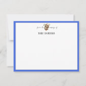 Invitation Chic Royal Blue Sloth Nursery Note Card (Devant)