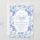 Invitation Chic Royal Blue Toile de Jouy Bridal Shower Invite (Devant)
