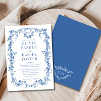 Chic Royal Blue Victorian Mariage français Monogra