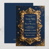 Invitation Chic Royal Gold & Navy Blue Luxury Modern Wedding  (Devant / Derrière)