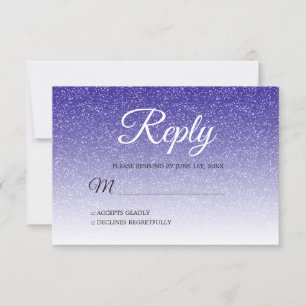 Invitation Chic Royal Parties scintillant bleue Ombre RSVP