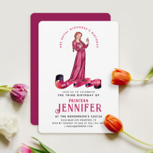 Invitation Chic Royal Pink Médiéval Princess Fairytale Annive