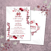 Invitation Chic Ruby 40e anniversaire de Mariage Floral