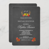 Invitation Chic Rustic Antlers Automne Boho Fête des mariées (Devant / Derrière)