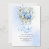 Invitation Chic Rustic Bohemian Blue Hydrangeas Bridal Shower (Devant)