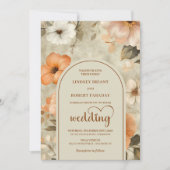 Invitation Chic Rustic Boho Copper Beige Olive Floral Wedding (Devant)