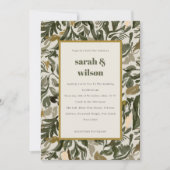Invitation Chic Rustic Boho Retro Green Botanical Mariage (Devant)