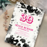 Invitation Chic Rustic Cow Imprimer Hot Pink 30e fête d'anniv<br><div class="desc">Chic Rustic Cow Imprimer Hot Pink 30th Birthday Party Invitation</div>