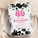 Invitation Chic Rustic Cow Imprimer Hot rose 40e fête d'anniv<br><div class="desc">Chic Rustic Cow Imprimer Hot Rose 40e Anniversaire Invitation</div>