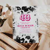Invitation Chic Rustic Cow Imprimer Hot rose 40e fête d'anniv