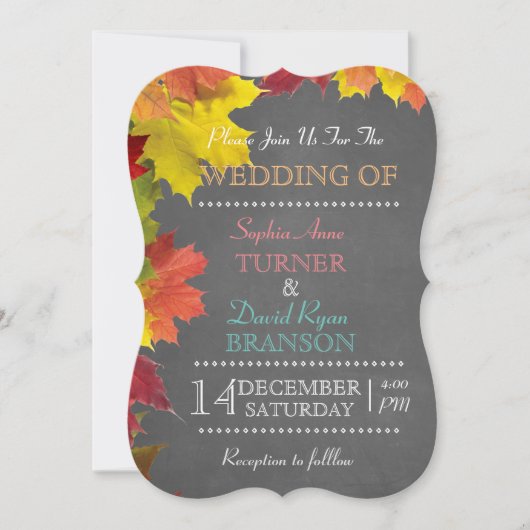 Invitation Chic Rustic Fall quitte Chalkboard Mariage Invitat (Devant)