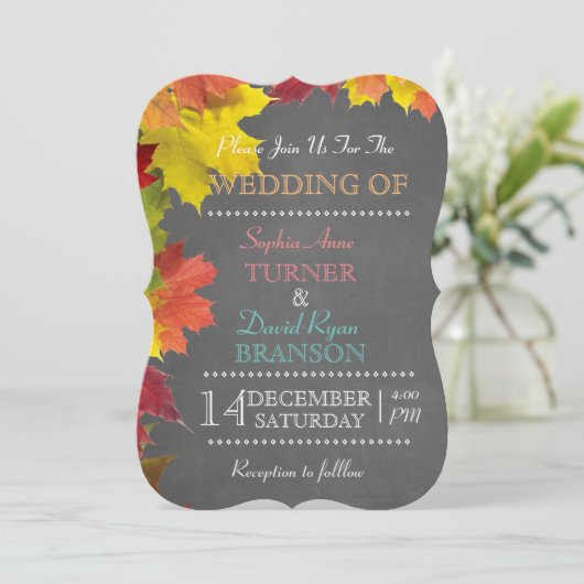 Invitation Chic Rustic Fall quitte Chalkboard Mariage Invitat (Debout devant)