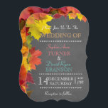 Invitation Chic Rustic Fall quitte Chalkboard Mariage Invitat<br><div class="desc">Conception unique pour un thème mariage de automne avec un beau feuillage d'automne sur un arrière - plan en damier. Ce design est un bon choix pour un mariage romantique, à thème automne, un mariage forestier rustique, un mariage de automne jardin. Utilisez l'outil Customiser pour ajouter vos informations. Pour plus...</div>