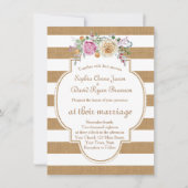 Invitation Chic Rustic Floral Burlap Stripes Mariage Invite (Devant)