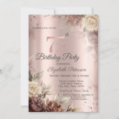 Invitation Chic Rustic Flowers Rose Gold 75e anniversaire (Devant)