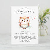 Invitation Chic Rustic Owl Baby shower (Debout devant)