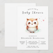 Invitation Chic Rustic Owl Baby shower (Devant / Derrière)