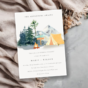 Invitation Chic Rustic Pine Woods Camping Mariage de montagne