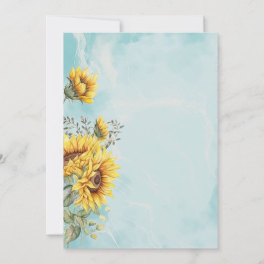 Invitation Chic Rustic Sunflowers Mariage bleu (Dos)