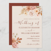Invitation Chic Rustic Terracotta Boho Fall Foliage Mariage (Devant / Derrière)