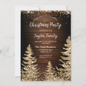 Invitation Chic RusticWood Parties scintillant Christmas Tree (Devant)
