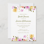 Invitation Chic Rustique Aquarelle Été Fête des mariées Flora (Devant)