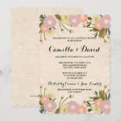 Invitation Chic Rustique Aquarelle Florale Canvas Couple Douc (Devant / Derrière)