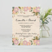 Invitation Chic Rustique Aquarelle Florale Canvas Couple Douc (Debout devant)