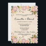 Invitation Chic Rustique Aquarelle Florale Canvas Couple Douc<br><div class="desc">Chic rustique aquarelle en toile florale Invitation à la douche du couple | Chic Rustique Aquarelle Florale Toile Mariage | Design élégant pour votre mariage à thème rustique. Illustré avec des fleurs d'aquarelle dessinées à la main dans des fleurs de lavande violet clair, des fleurs de pêche et de jaune...</div>