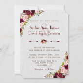 Invitation Chic Rustique Bourgogne Marsala Floral Mariage (Devant)