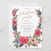 Invitation Chic rustique hiver Floral Aquarelle Noël (Devant)