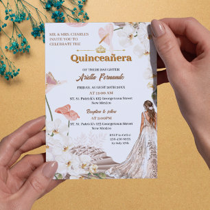 Invitation Chic Sage & Blush Floral Quinceañera