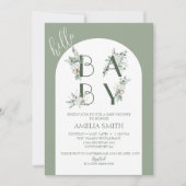 Invitation Chic Sage Botanique Bonjour Baby Arch Douche (Devant)