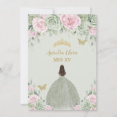 Invitation Chic Sage Green Baby rose Floral or Quinceañera (Dos)