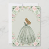 Invitation Chic Sage Green Blush Floral Princess Quinceañera (Dos)